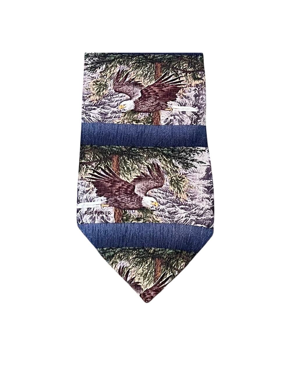 Vintage 1998 Endangered Species Silk Tie Eagle, "Forest Flight", 60"